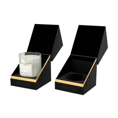 China Recyclable Luxury Black Gift Shipping Round Jar Candle Box Packaging For Candle for sale