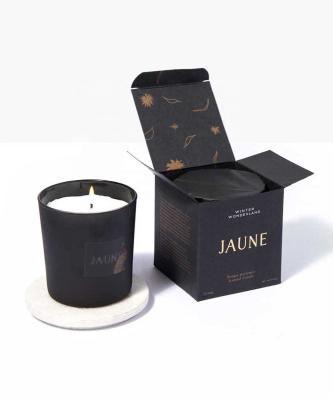 China 350g Recyclable Eco Friendly SBS Box Foldable Packaging Candle Box Black for sale