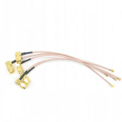 China Right Angle SMA Copper Male To IPEX U.FL Wi-Fi Pigtial Antenna RG178 Coaxial Cable for sale