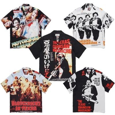 China Anti-pilling Spot supply 22ss Texas chainsaw demon loose Hawaiian short sleeve shirt for men and women for sale