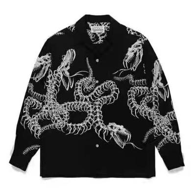 China Anti-pilling Spot supply 21AW dragon bone plate snake loose Hawaiian men's long sleeve shirt for sale