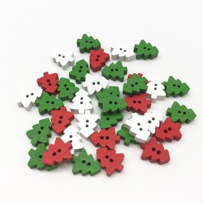 China Sustainable Hot Selling Christmas Wooden Buttons Accessories Home Decor Christmas Tree Buttons Decorations for sale