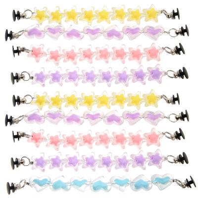 China Clog Charm Hot Selling Love Star Crocs Shoes Chain Accessories Buckle 2022 Bling Decorate Transparent Crocs Charms for sale