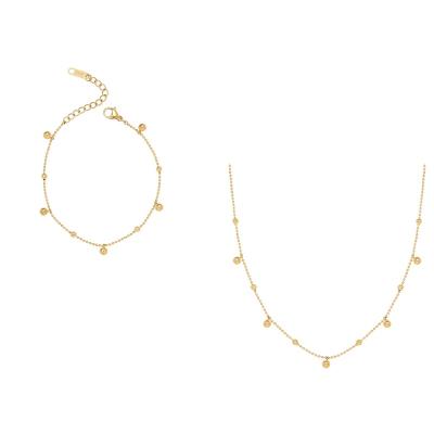 China Water Resistant Gogem Gold Small Ball Necklace Bracelet Eternally Chic Jewelry Set Round Beaded Chain For Women for sale