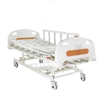 China Hot Selling Hospital Bed Cheap Price Hospital 3 Cranks Adjustable Inpatient Rolling Bed For Bedridden Patients for sale