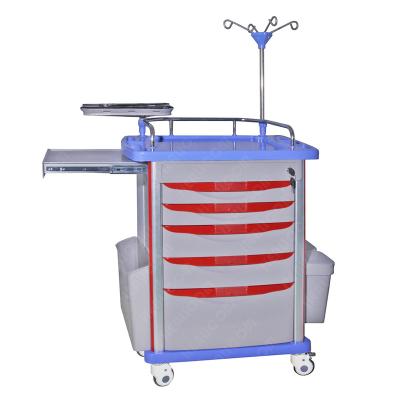 China Modern Plastic Hospital Furniture ABS Anesthesia Medicine Medical Emergency Treatment Trolley for sale