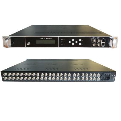 China DTV system IPTV input system equipment 24 channel DVB-C DTMB ISDBT digital input tuner to RF transmitter modulator isdb-t/dvb-t/atsc/dvb-c for sale