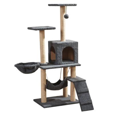 China 2022 Viable Tower Kitty Pet Play House Hot Sale High Quality Climbing House Scratching Toys Cat Tree Luxury for sale