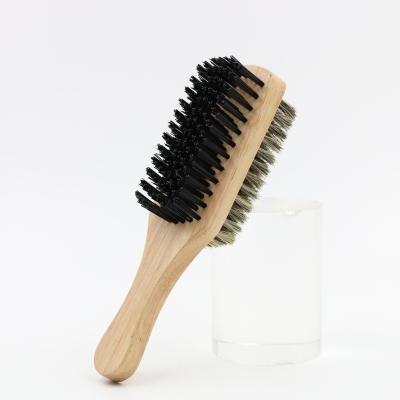 China Fashionable Comb Men's Hair Beard Brush Double Sided Facial Hair Brush Shaving Comb Male Mustache Brush Solid Wood Handle for sale