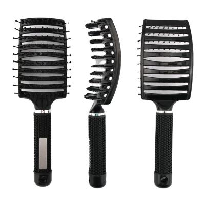 China Hot Selling Fashionable Hair Comb Plastic Large Size Curved Wave Duct Paddle Massage Hair Beauty Brushes for sale