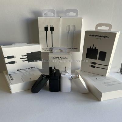 China Mobile Phone Super Fast Charger For Galaxy Cell Phone Charger 45W UK Super Fast Charging Charger c To Fast Charging Line Fast Charging Cable Adapter for sale