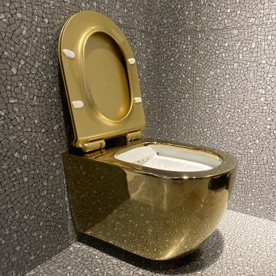 China Home Hotel Gold Handicap Bowl Wall Gold Double-flush Quality Australian Round Wall Hung One Piece Toilet for sale