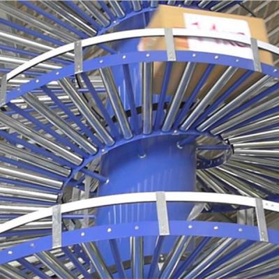 China Cartons/cases/trays/crates gravity lifting conveyor system with outer 38mm diameter roller spiral conveyor for sale