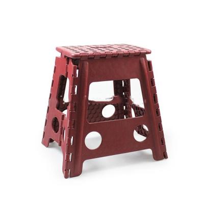 China Factory Price Portable Retractable Plastic Foldable Step Stool Foldable Red Height 15 Inches for sale