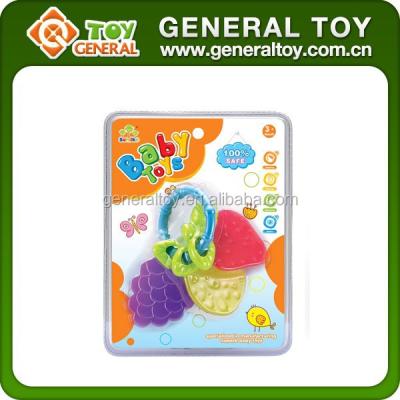 China Plastic Silicone Baby Teether Baby Rattle Keychain Bell for sale