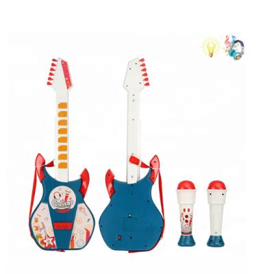 China Musical Instrument Educational Toy Battery Operated Toy Children's Toys Electric Guitar With Microphone for sale