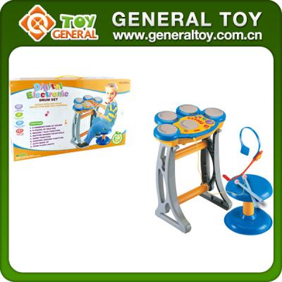 China Toy Funny Toy Musical Instrument Battery Operated Kids Electronic Drum Set For Game for sale