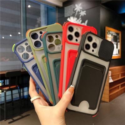 China Transparent Four-corner Anti-drop Skin Feeling Window Push Wallet Mobile Phone Case For IPhone Max 13Pro For Samsung A52 for sale