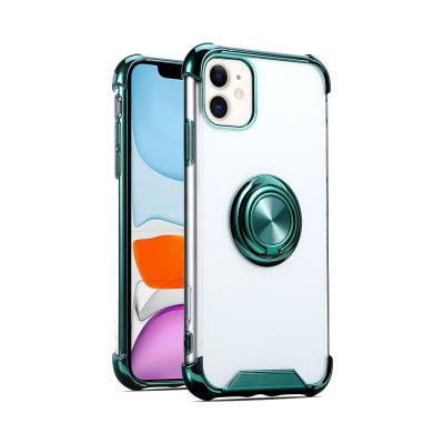 China Hot Selling Magnetic Car Holder 360 Rotation Ring TPU Plated Phone Case For iPhone 11 pro 11 11 Max Shockproof Case for sale