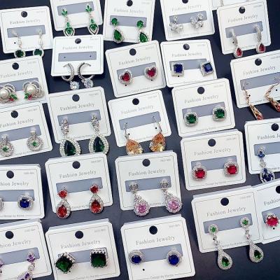 China Wholesale FASHIONABLE Mixed S925 Needle Ear Studs Like Geometric Real Gold Preserving Electroplating Micro Inlaid Zircon Drop Earrings Women for sale