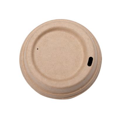 China OMNANDO 12OZ White And Nature Color Biodegradable Disposable Bagasse Cup Lid For USA Market for sale