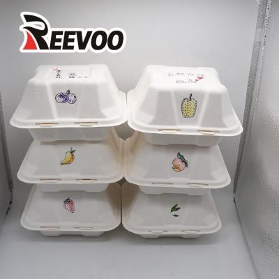 China Disposable Disposable Tableware Bagasse Food Container Lunch Box Sugar Cane Box for sale