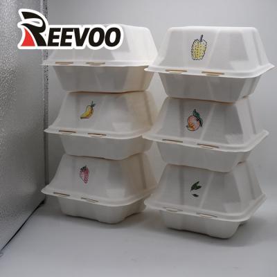 China Disposable Lunch Box Bagasse Clamshell Food Container Container for sale