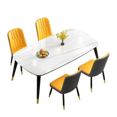 China Modern Minimalist Contemporary Glass Dining Table Dining Table Home Rock Panel Dining Table and Chair for sale