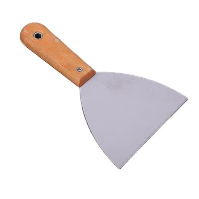 China Direct Selling Multifunctional Professional Wooden Handle Factory Double Mirror Stainless Steel Putty Knife for sale