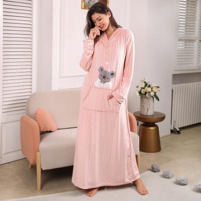 China New Breathable And Soft Breathable Long Pattern Printing Sheath Maxi Velvet Winter Corset Nightgown for sale