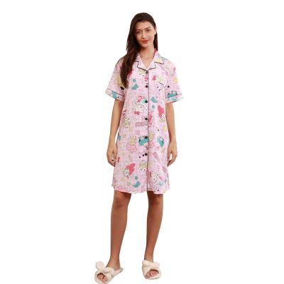 China Cool and fresh QUICK DRY girls box style ladies summer cotton shorts v neckline sheathed women home wear nightgown pajamas for sale