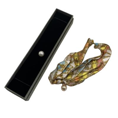 China Wholesale 100% Two Beads Reusable Dangling Wrap Neck Tie Silk Printing Skinny Scarf for sale