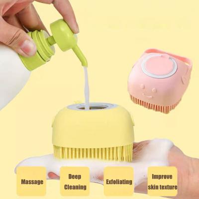 China Hot-selling Viable Amazon Cat Silicone Pet Bath Body Brush Dog Grooming 2 in 1 Massage Pet Wash Bath Brush for sale