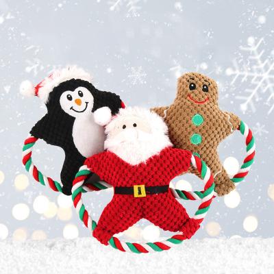 China 2021 Christmas Viable Selling Best New Christmas Series Dog Toys Wholesale Cute Cartoon Dog With Molar Bite Resistant Plush Voice Toy for sale