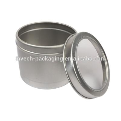 China Hot Sale 75*61mm Silver Aluminum Tea Slip 200ml Tin With Window Lid for sale