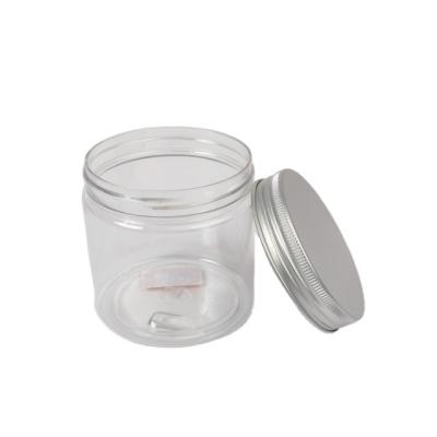 China Clear Plastic Canned Food Jar 200ml 71mm Diameter With Silver Aluminum Lid For Honey for sale