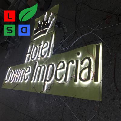 Cina RoHS Acciaio inossidabile LED Channel Letter Sign Retroilluminato DC12V Oro lucido in vendita