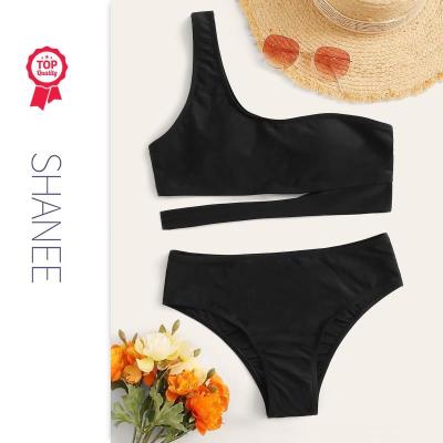 China SHANEE Cut One Shoulder Polyester Bikini Swimwear For Women BK2103022 for sale