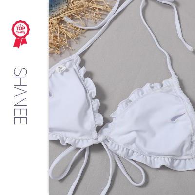 China SHANEE Personalized Pleated Lace-Up Bikini Nylon Swimsuit for Women BK2103131 for sale