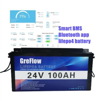 China hot sale GreFlow 200ah 100ah 24v lifepo4 batteries lithium battery pack with smart BMS for household solar power system 100Ah for sale