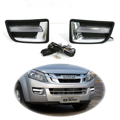 China ABS+led DRL For Isuzu Dmax D-Max 2014 2015 Daytime Running Lights LED White Daytime Driving Lights Front Bumper Fog Lamp LED Case for sale