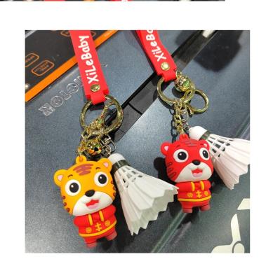 China Soft rubber Economical Custom Design Soft Rubber Badminton Keyring Shuttlecock Key Ring Key Chain for sale