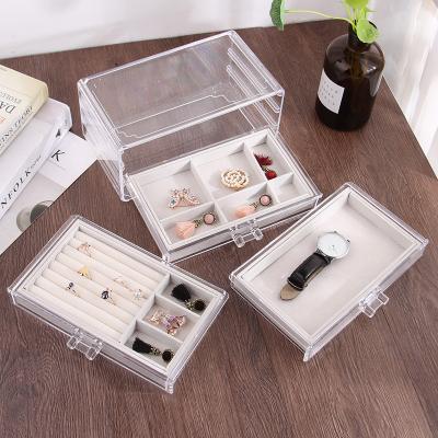 China New Arrival Multifunctional Ring Storage Box Transparent Acrylic Jewelry Storage Box for sale