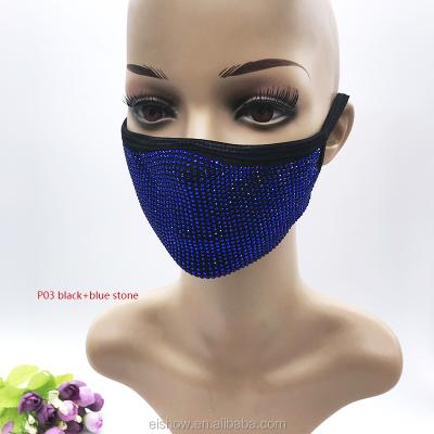 China Fashion Hot Sale New Design Party Mask Bling Rhinestone Crystal Cotton DAILY Wearing Facemask for sale