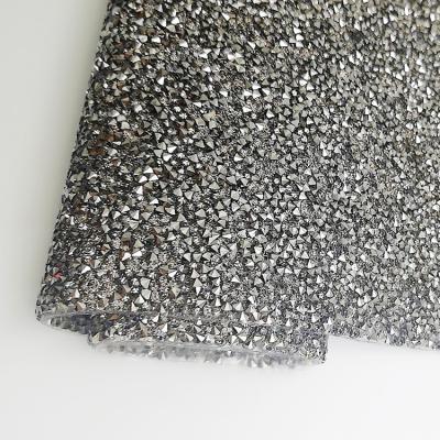 China Pointback 24*40cm Self Adhesive Gray Color 3mm Resin Adhesive Gray Resin Hot Fix Rhinestone Sheet For Dress DIY Shoes for sale