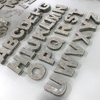 China 3D 2021 DIY patches 26 English letters rhinestones patch rhinestones Applique A-Z 1-9 iron on clothes patches for sale