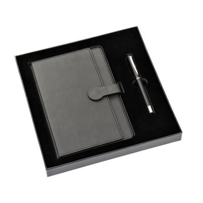 China Hot Selling Black Leather Hardcover Office A5 Notebook Gift Box With Pen for sale