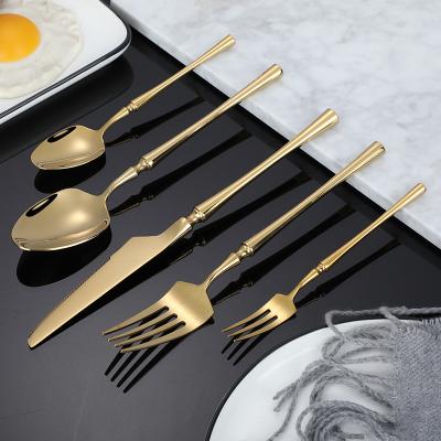 China Wholesale Viable Rose Gold Stainless Steel Cutlery Set Restaurant Kitchen Wedding Dinner Fork Knife Spoon Gold Cutlery Set for sale