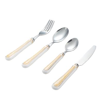 China Direct Selling Sustainable Factory Restaurant Cutlery Set Silverware Stainless Steel Flatware Dinnerware With Porcelain Handle for sale