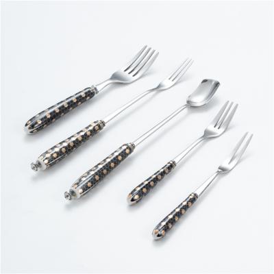 China Sustainable Luxury Coffee Restaurant Flatware Fruit Fork Dessert Spoon Stainless Steel Silver Dessert Forks Spoon For Cake for sale